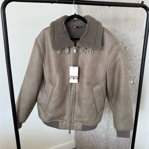 Zara Shearling Bomber Jacket
